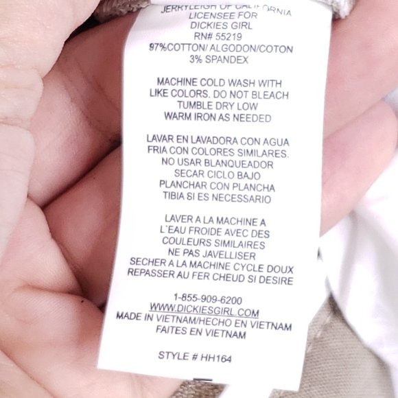 Dickies Girl Junior 5 Pocket Classic Skinny Low Rise Pants, Sz 13 Khaki, HH164 - Picture 9 of 9